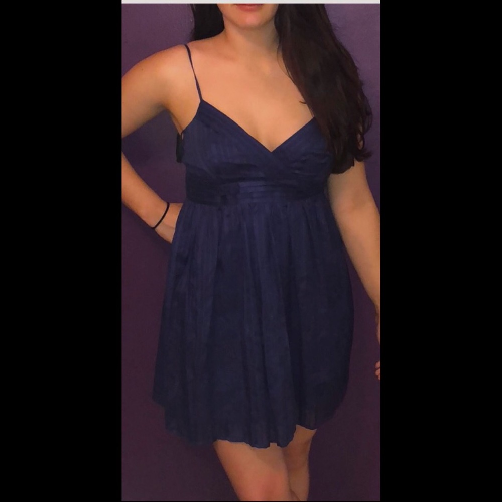 Spaghetti strap shirt length dress in Navy